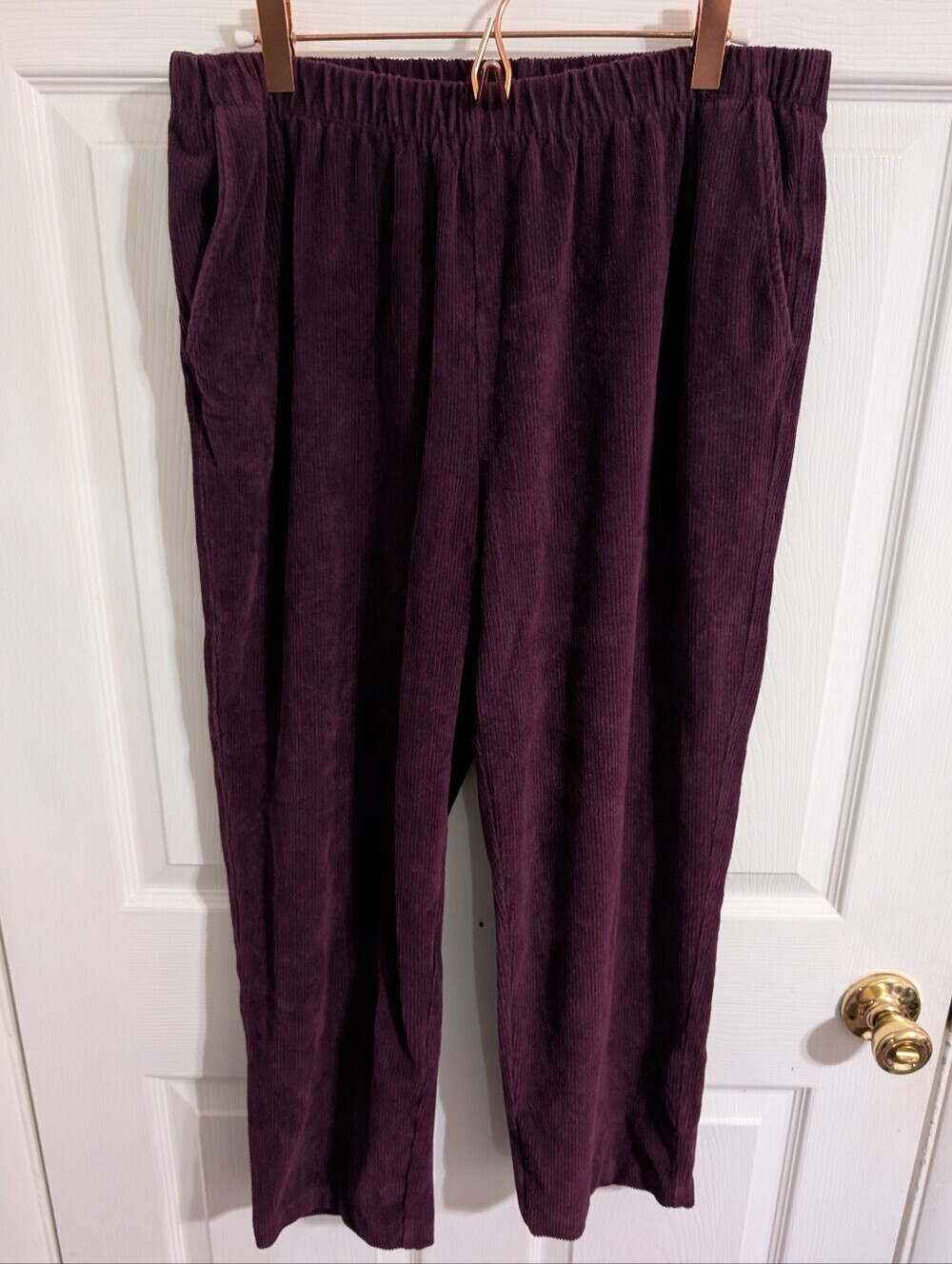 Lands End Womens Pants Corduroy Purple Cropped Ankle Size Medium petite *hemmed*